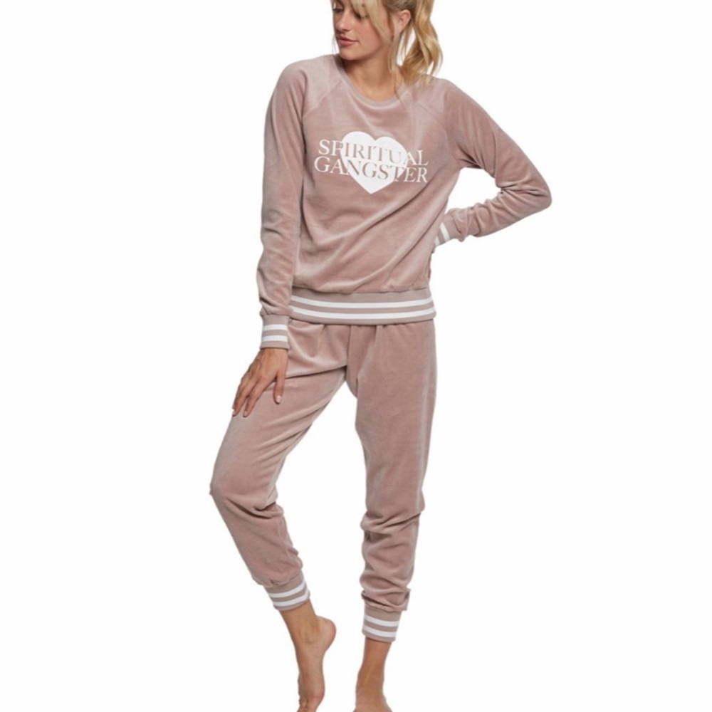 SPIRITUAL GANGSTER MAUVE PINK VELOUR TRACK SUIT